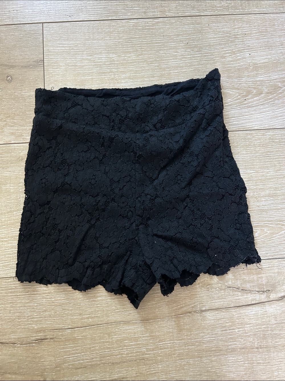 Free People Black High-Waist Lace Shorts